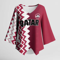 Custom Qatar Football Kimono Sleeve Blouse Maroon One Go Champion - Wonder Print Shop