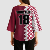 Custom Qatar Football Kimono Sleeve Blouse Maroon One Go Champion - Wonder Print Shop