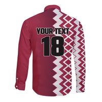 Custom Qatar Football Long Sleeve Button Shirt Maroon One Go Champion - Wonder Print Shop