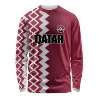 Custom Qatar Football Long Sleeve Shirt Maroon One Go Champion - Wonder Print Shop