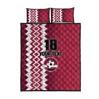 Custom Qatar Football Quilt Bed Set Maroon One Go Champion - Wonder Print Shop