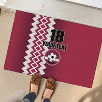 Custom Qatar Football Rubber Doormat Maroon One Go Champion - Wonder Print Shop
