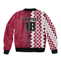 Custom Qatar Football Sleeve Zip Bomber Jacket Maroon One Go Champion - Wonder Print Shop