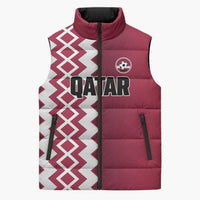 Custom Qatar Football Sleeveless Puffer Jacket Maroon One Go Champion - Wonder Print Shop