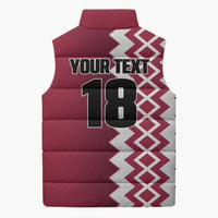 Custom Qatar Football Sleeveless Puffer Jacket Maroon One Go Champion - Wonder Print Shop