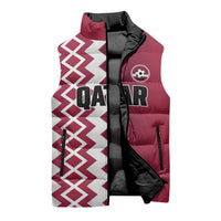 Custom Qatar Football Sleeveless Puffer Jacket Maroon One Go Champion - Wonder Print Shop
