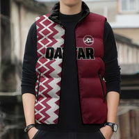 Custom Qatar Football Sleeveless Puffer Jacket Maroon One Go Champion - Wonder Print Shop