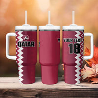 Custom Qatar Football Tumbler With Handle Maroon One Go Champion - Wonder Print Shop