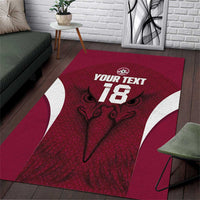 Custom Qatar Football Area Rug Maroon Falcon Spirit Red Version - Wonder Print Shop