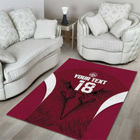Custom Qatar Football Area Rug Maroon Falcon Spirit Red Version - Wonder Print Shop