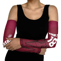 Custom Qatar Football Arm Sleeves Maroon Falcon Spirit Red Version - Wonder Print Shop