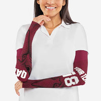 Custom Qatar Football Arm Sleeves Maroon Falcon Spirit Red Version - Wonder Print Shop