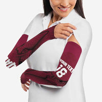 Custom Qatar Football Arm Sleeves Maroon Falcon Spirit Red Version - Wonder Print Shop