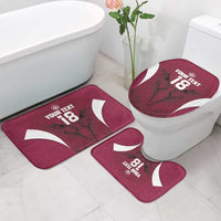 Custom Qatar Football Bathroom Set Maroon Falcon Spirit Red Version - Wonder Print Shop