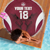 Custom Qatar Football Beach Blanket Maroon Falcon Spirit Red Version - Wonder Print Shop