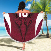 Custom Qatar Football Beach Blanket Maroon Falcon Spirit Red Version - Wonder Print Shop
