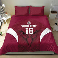 Custom Qatar Football Bedding Set Maroon Falcon Spirit Red Version - Wonder Print Shop