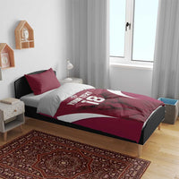 Custom Qatar Football Bedding Set Maroon Falcon Spirit Red Version - Wonder Print Shop