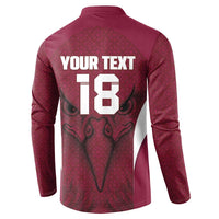 Custom Qatar Football Button Sweatshirt Maroon Falcon Spirit Red Version - Wonder Print Shop