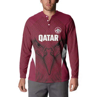 Custom Qatar Football Button Sweatshirt Maroon Falcon Spirit Red Version - Wonder Print Shop
