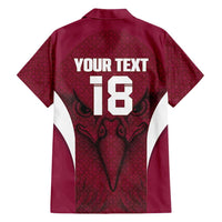 Custom Qatar Football Family Matching Off Shoulder Maxi Dress and Hawaiian Shirt Maroon Falcon Spirit Red Version - Wonder Print Shop