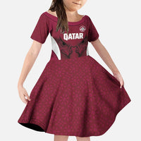 Custom Qatar Football Family Matching Tank Maxi Dress and Hawaiian Shirt Maroon Falcon Spirit Red Version - Wonder Print Shop
