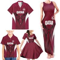 Custom Qatar Football Family Matching Tank Maxi Dress and Hawaiian Shirt Maroon Falcon Spirit Red Version - Wonder Print Shop