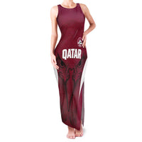 Custom Qatar Football Family Matching Tank Maxi Dress and Hawaiian Shirt Maroon Falcon Spirit Red Version - Wonder Print Shop