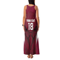 Custom Qatar Football Family Matching Tank Maxi Dress and Hawaiian Shirt Maroon Falcon Spirit Red Version - Wonder Print Shop