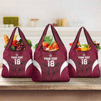 Custom Qatar Football Grocery Bag Maroon Falcon Spirit Red Version - Wonder Print Shop