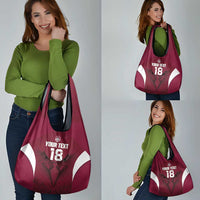 Custom Qatar Football Grocery Bag Maroon Falcon Spirit Red Version - Wonder Print Shop