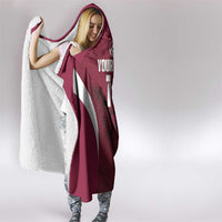 Custom Qatar Football Hooded Blanket Maroon Falcon Spirit Red Version - Wonder Print Shop