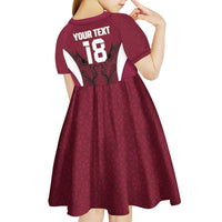 Custom Qatar Football Kid Short Sleeve Dress Maroon Falcon Spirit Red Version - Wonder Print Shop
