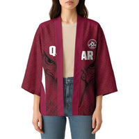 Custom Qatar Football Kimono Maroon Falcon Spirit Red Version - Wonder Print Shop