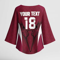 Custom Qatar Football Kimono Sleeve Blouse Maroon Falcon Spirit Red Version - Wonder Print Shop