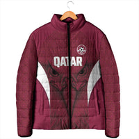 Custom Qatar Football Padded Jacket Maroon Falcon Spirit Red Version - Wonder Print Shop