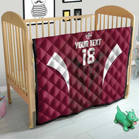 Custom Qatar Football Quilt Maroon Falcon Spirit Red Version - Wonder Print Shop