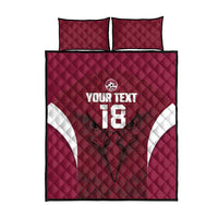 Custom Qatar Football Quilt Bed Set Maroon Falcon Spirit Red Version - Wonder Print Shop