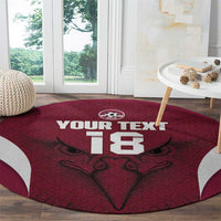 Custom Qatar Football Round Carpet Maroon Falcon Spirit Red Version - Wonder Print Shop