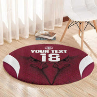 Custom Qatar Football Round Carpet Maroon Falcon Spirit Red Version - Wonder Print Shop