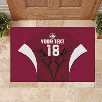 Custom Qatar Football Rubber Doormat Maroon Falcon Spirit Red Version - Wonder Print Shop