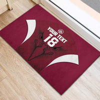 Custom Qatar Football Rubber Doormat Maroon Falcon Spirit Red Version - Wonder Print Shop