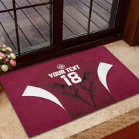 Custom Qatar Football Rubber Doormat Maroon Falcon Spirit Red Version - Wonder Print Shop