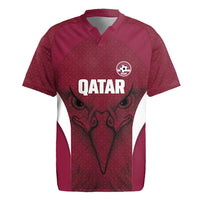 Custom Qatar Football Rugby Jersey Maroon Falcon Spirit Red Version - Wonder Print Shop
