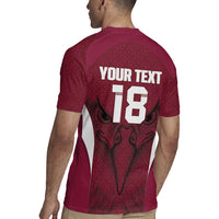 Custom Qatar Football Rugby Jersey Maroon Falcon Spirit Red Version - Wonder Print Shop