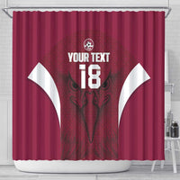 Custom Qatar Football Shower Curtain Maroon Falcon Spirit Red Version - Wonder Print Shop