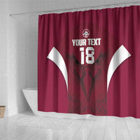 Custom Qatar Football Shower Curtain Maroon Falcon Spirit Red Version - Wonder Print Shop