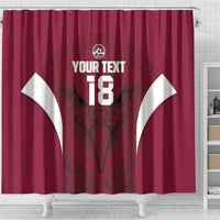 Custom Qatar Football Shower Curtain Maroon Falcon Spirit Red Version - Wonder Print Shop