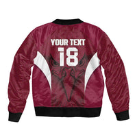 Custom Qatar Football Sleeve Zip Bomber Jacket Maroon Falcon Spirit Red Version - Wonder Print Shop