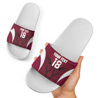 Custom Qatar Football Slide Sandals Maroon Falcon Spirit Red Version - Wonder Print Shop